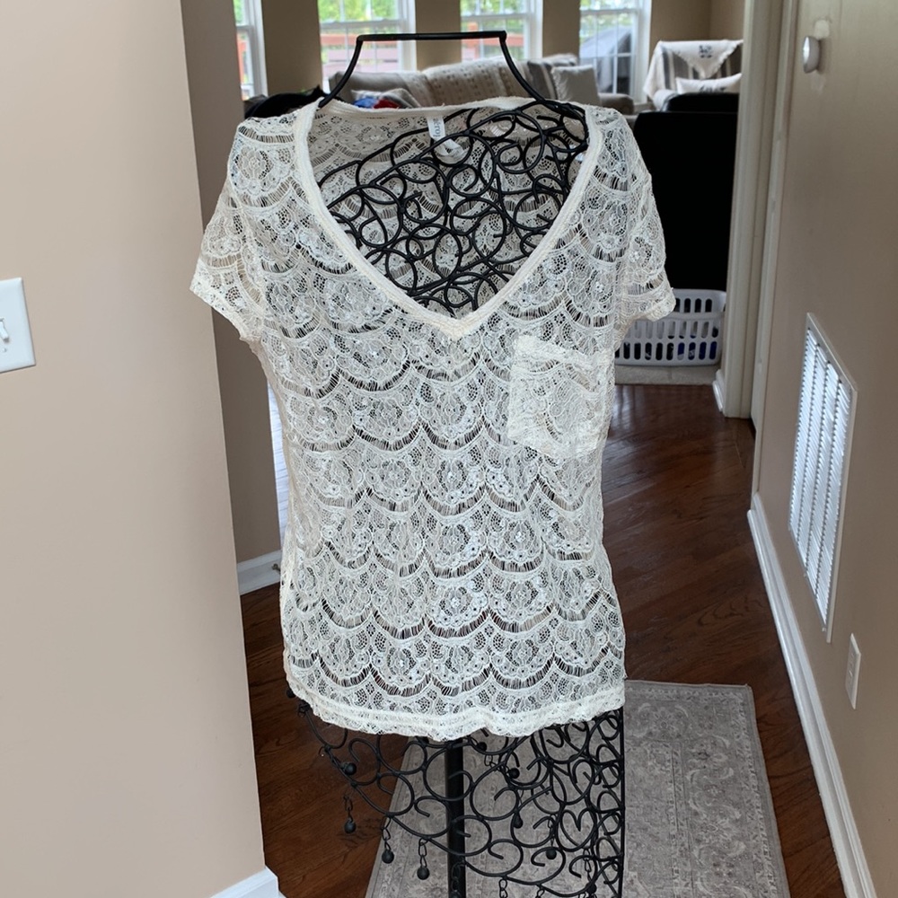 Aeropostale Lace Cream Top